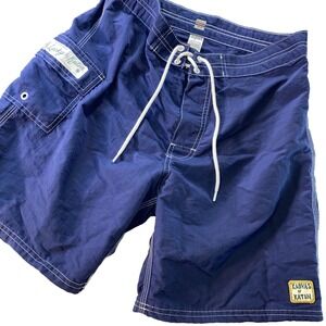 Kanvas by Katin Swim Trunks Nylon Shorts Mens 30 Navy Blue Cargo Lucky USA VTG